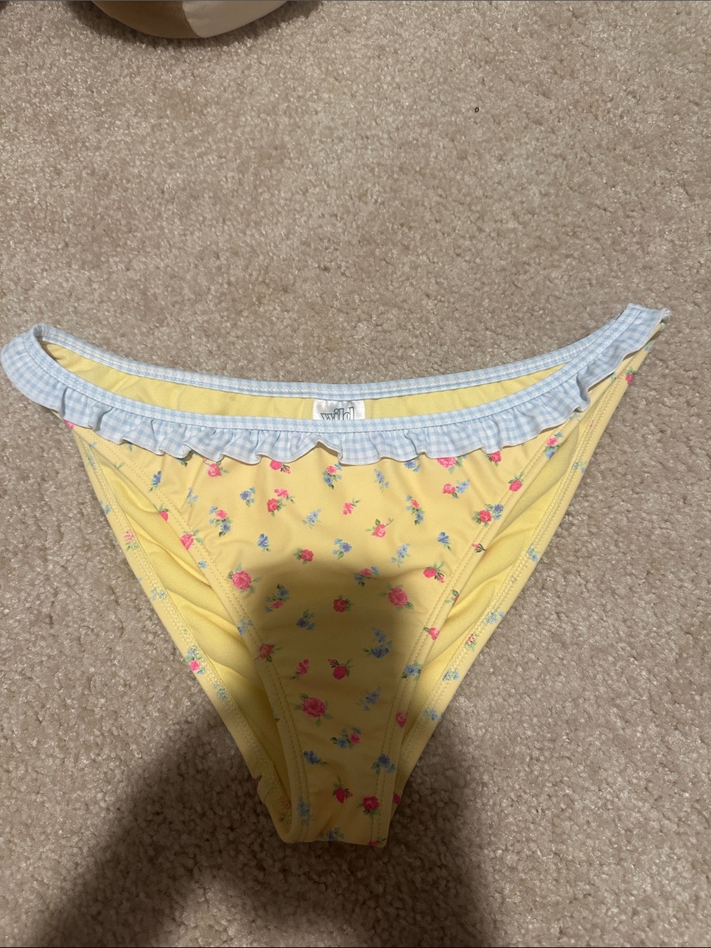 wild fable Yellow Floral Bikini Bottoms with Blue Gingham Ruffle